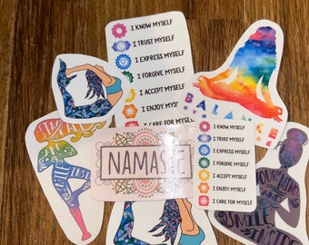 handmade vinyl stickers- yoga, chakras, balance