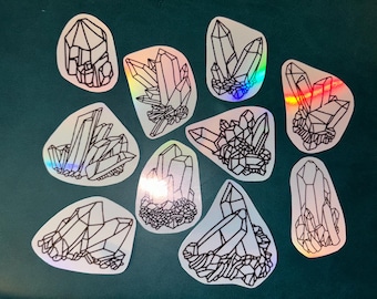 Handmade Holographic Crystal Stickers: Sparkly Vinyl Decals, Pack of 10