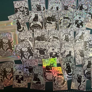 handmade vinyl sticker: sticker pack of 11 stickers- car tarot card stickers
