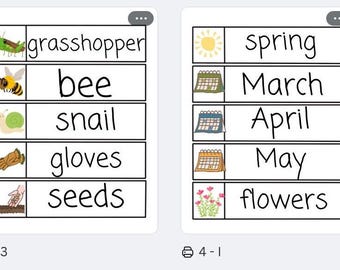 Preschool Word Wall Words- Spring