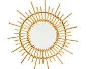 boho, rattan starburst mirror