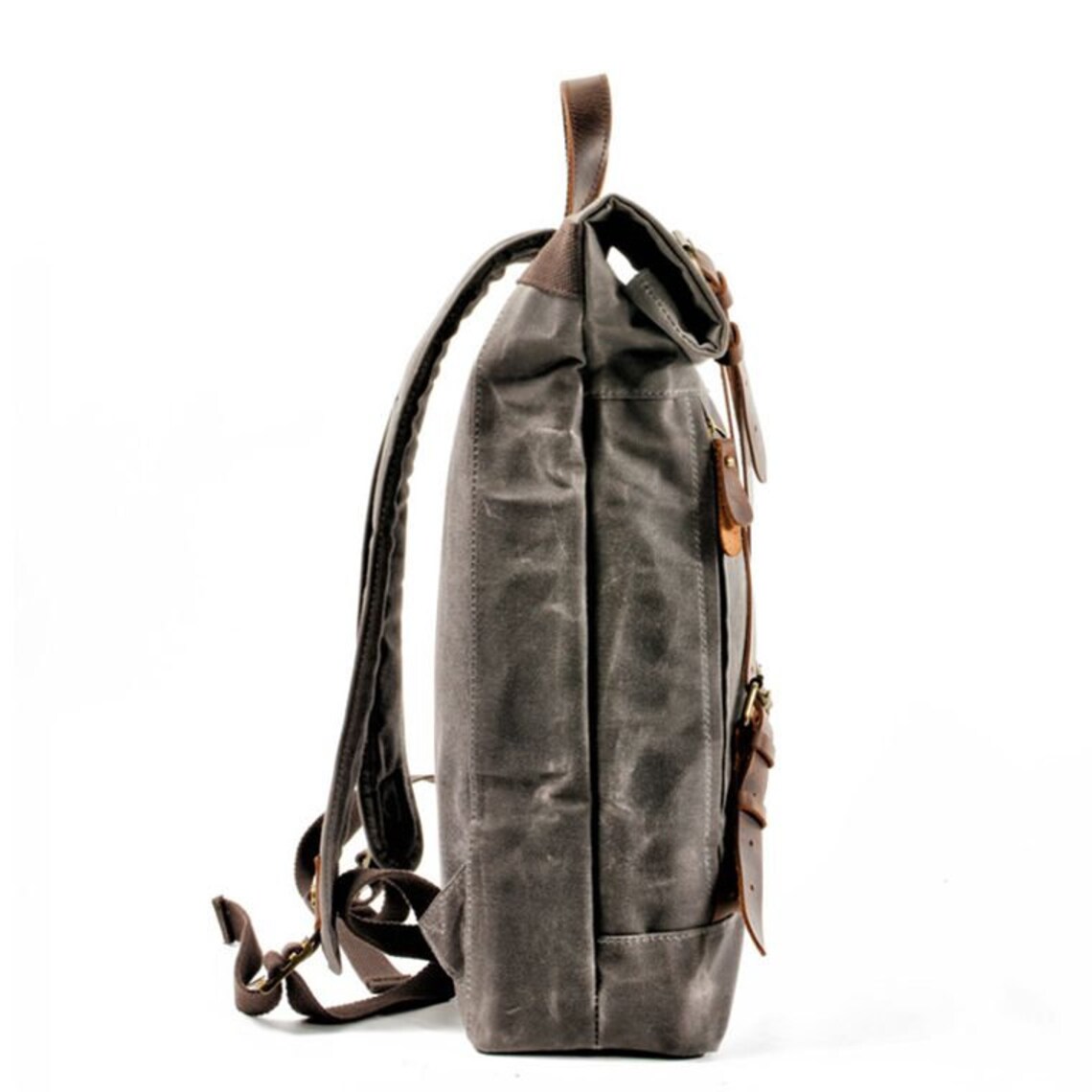 Waxed Canvas Roll Top Backpack Etsy UK