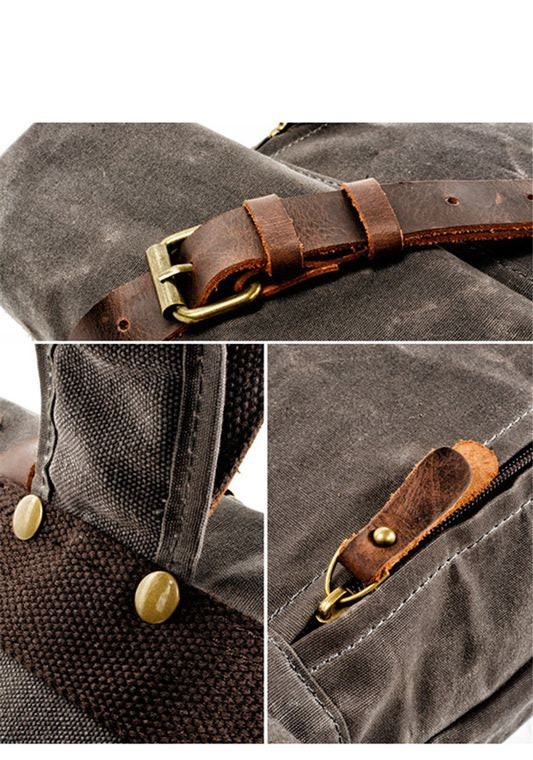 Waxed Canvas Roll Top Backpack - Etsy UK