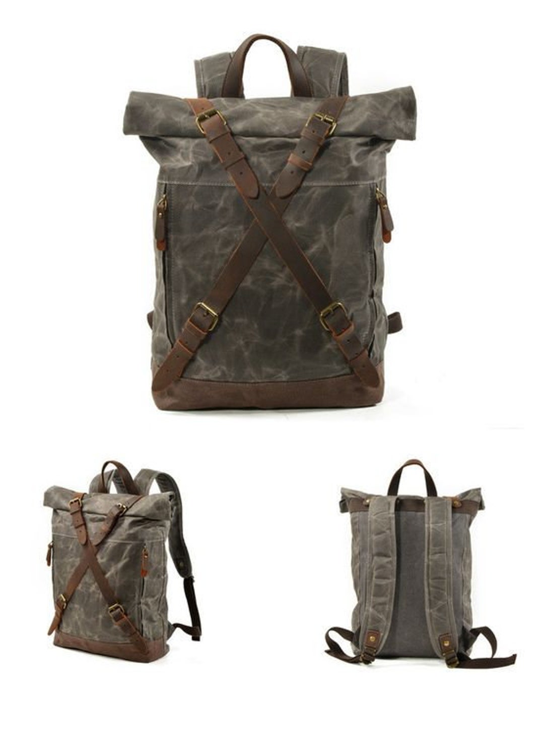 Waxed Canvas Roll Top Backpack - Etsy