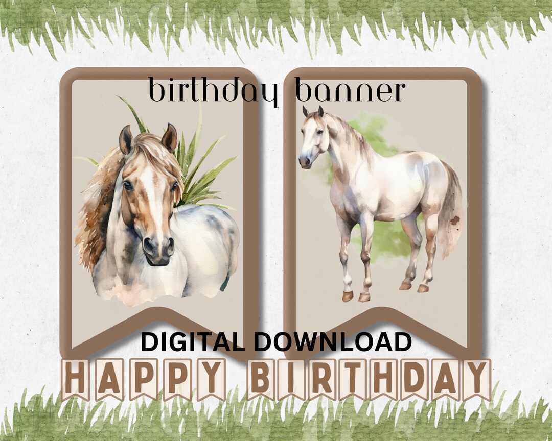 PRINTABLE DIGITAL Happy Birthday Banner Horse Birthday - Etsy