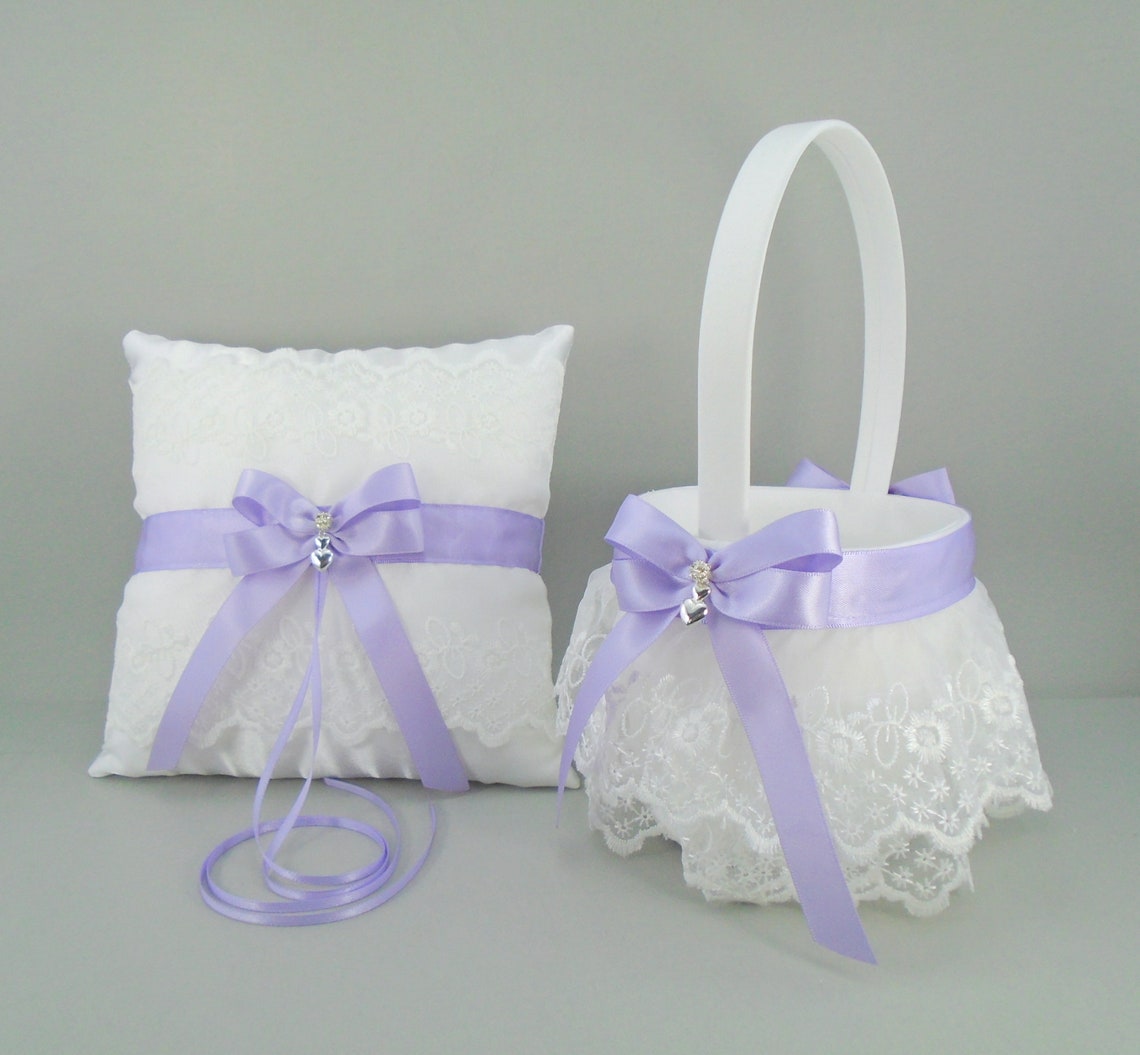 Lilac Wedding Bridal Flower Girl Basket & Ring Bearer Pillow Etsy