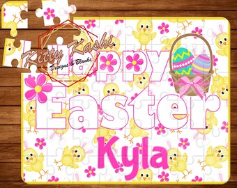 Charming vintage Easter girl and chick puzzle
