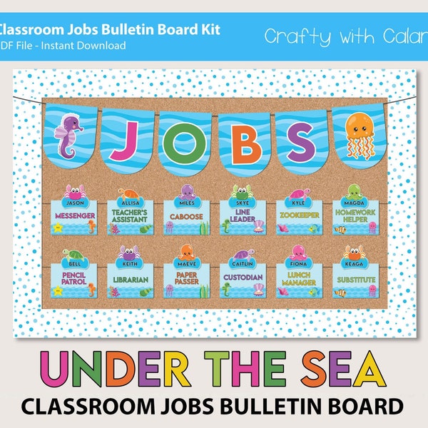 Ocean Classroom Jobs Display, Classroom Job Chart, Under The Sea Job Cards, Editable Job Chart, Ocean Classroom Decor, Job Chart Template