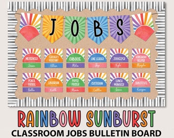 Rainbow Classroom Jobs Display, Classroom Job Chart, Rainbow Job Cards, Editable Job Chart, Rainbow Classroom Decor, Job Chart Template