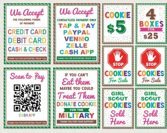 Girl Scout Cookie Booth Printable, Cookie Booth Price Poster, Cookie Donation Poster, Cookie Booth Decoration, Cookie Payment Method Sign