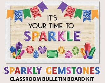 Classroom Bulletin Board Kit, New Year Bulletin Board, Gemstones Bulletin Board Kit, Holiday Classroom Door Decor, January Classroom Decor