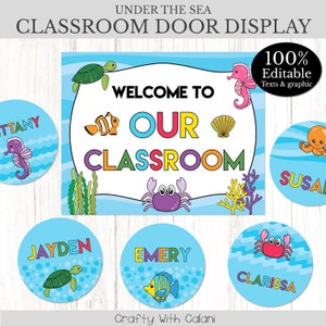 Classroom Welcome Sign, Ocean Theme Classroom, Ocean Door Sign, Welcome To Our Classroom, Sea Classroom Sign Template, Editable Door Decor