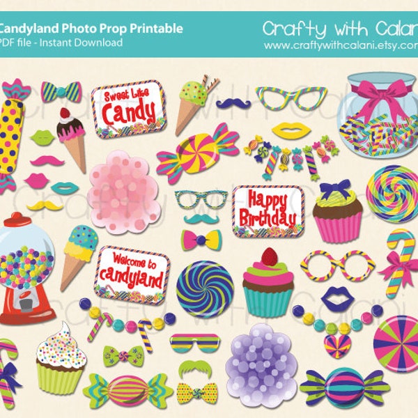 Candyland Party Photo Booth Prop, Candyland Theme Photo Booth Prop Printable, Candyland Themed Birthday Party