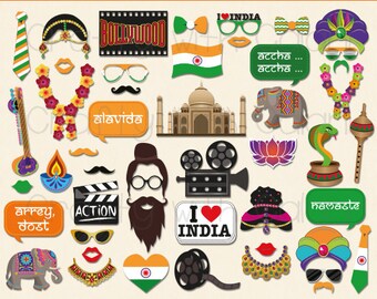 Bollywood Night Photo Booth Prop,  India Themed Photo Prop Printable, I Love India Photo Booth Prop