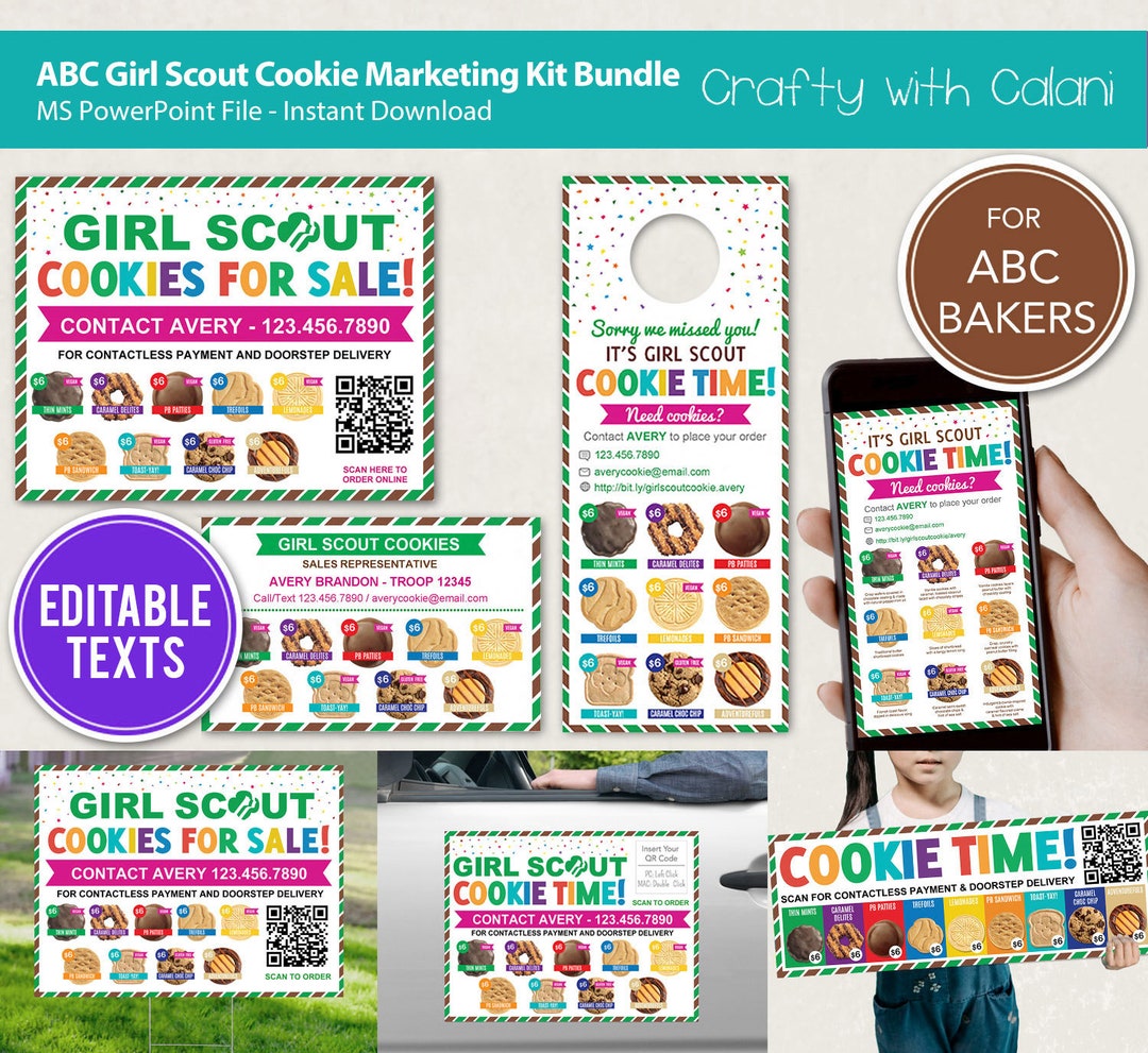 Girl Scout Cookie 2024 Marketing Bundle, ABC Cookie Flyer, Cookie Yard ...