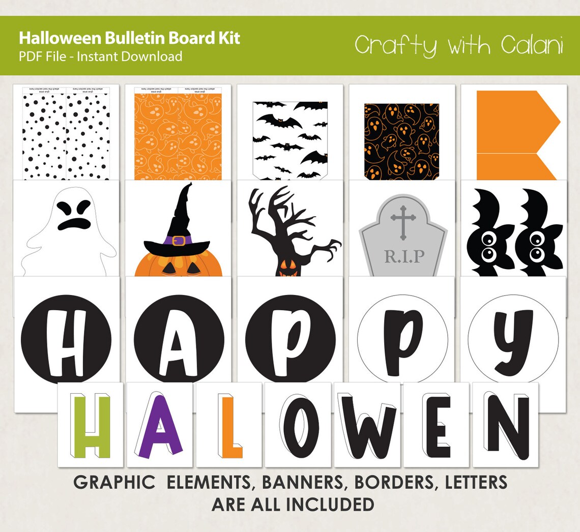 Halloween Bulletin Board Kit Halloween Classroom Door Decor Etsy