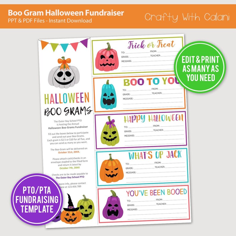 Halloween Candy Gram Template Halloween Boo Gram PTA PTO Etsy Halloween Candy Gram Template Halloween Boo Gram PTA PTO Etsy