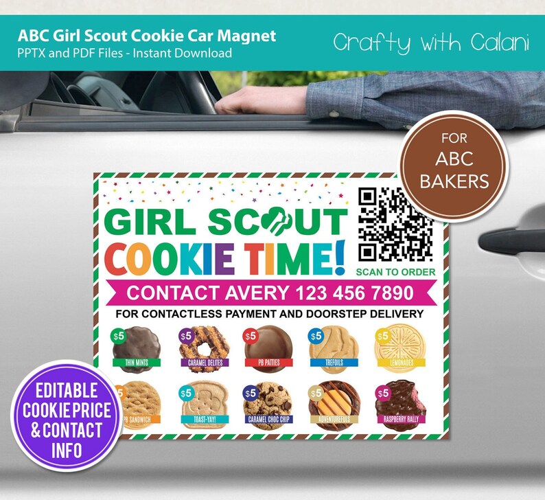 Girl Scout Cookie 2023 Car Sign ABC Cookie Car Etsy