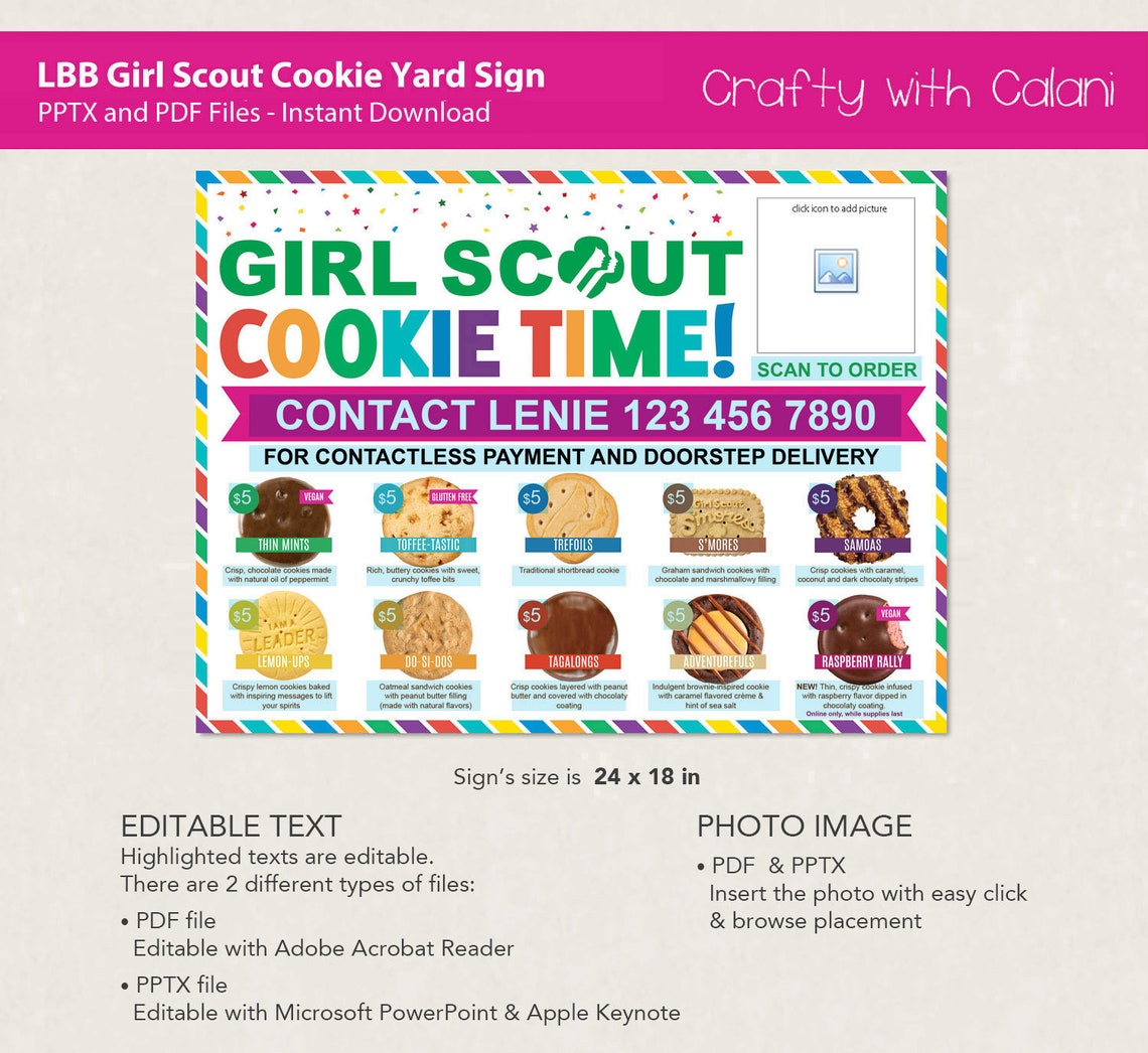 Girl Scout Cookie 2023 Yard Sign LBB Cookie Yard Sign Cookie - Etsy