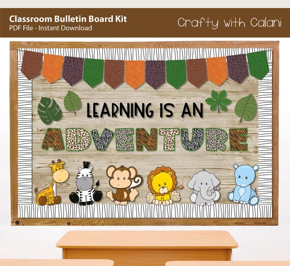 Safari Classroom Decor 75 Piece Jungle Theme Bulletin Board Kit - Wild ...