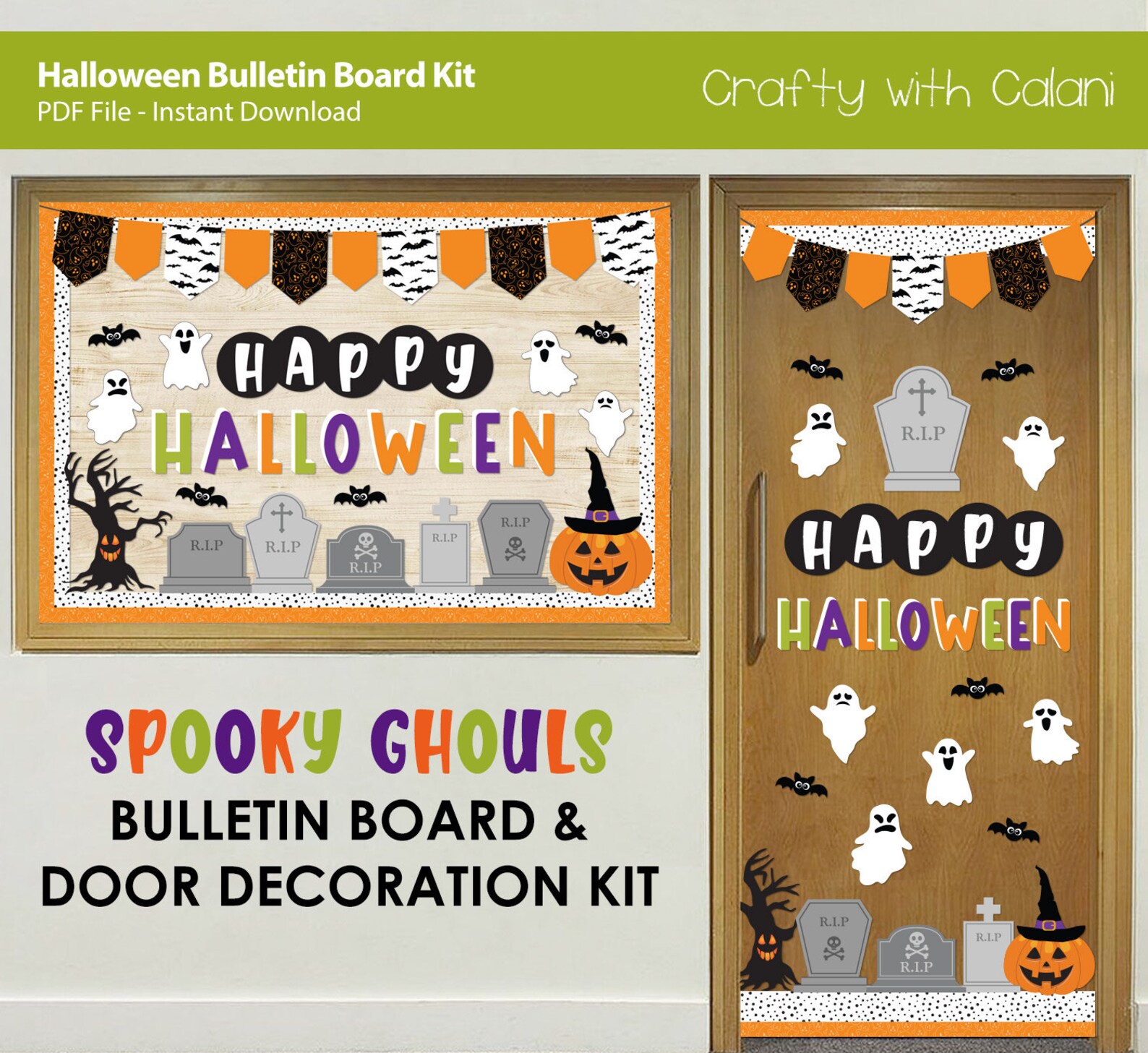 Halloween Bulletin Board Kit Halloween Classroom Door Decor Etsy
