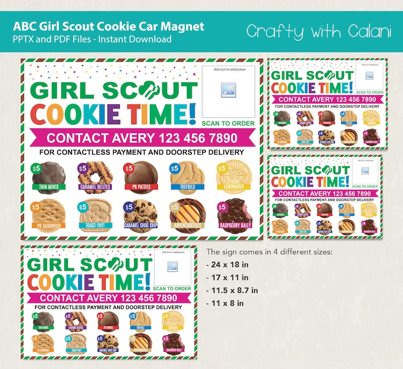 Girl Scout Cookie 2023 Car Sign ABC Cookie Car Etsy
