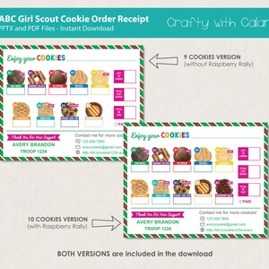 Girl Scout Cookie Receipt Template ABC 2023 Cookie Order - Etsy