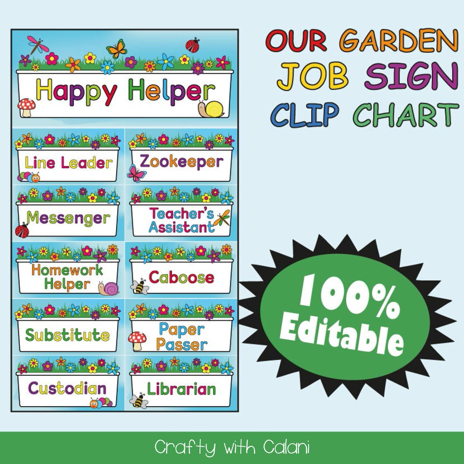 Classroom Job Sign Chart Garden Classroom Flower Classroom - Etsy