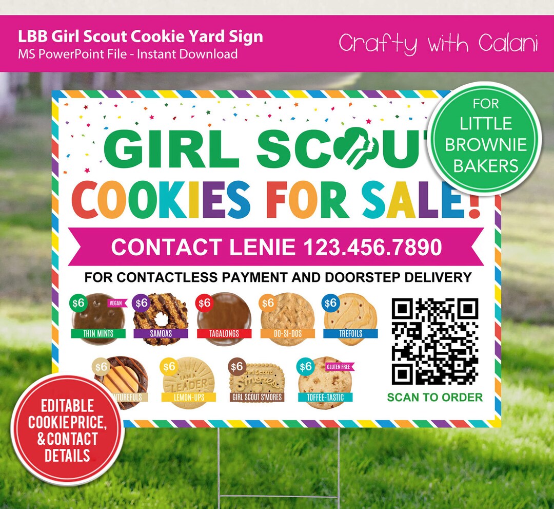 Girl Scout Cookie 2024 Yard Sign, LBB Cookie Yard Sign, Cookie Lawn ...