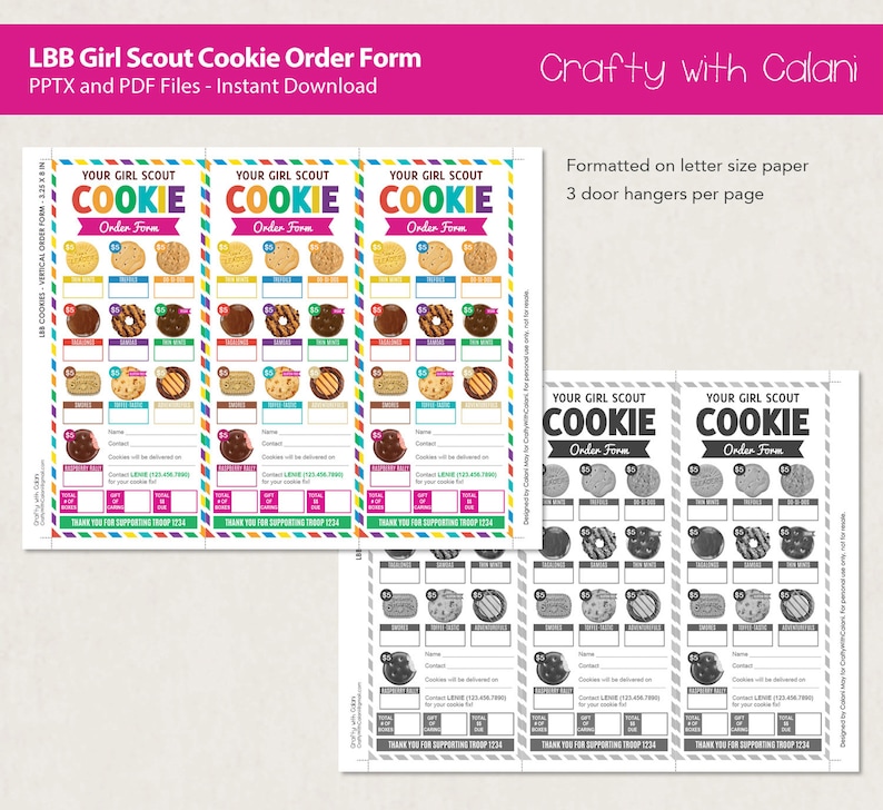 Girl Scout Cookie 2023 Order Form LBB Cookie Order Form Etsy