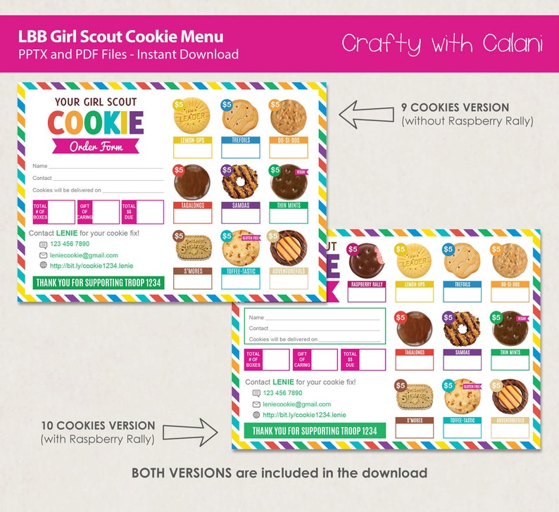 Girl Scout Cookie 2023 Order Form LBB Cookie Order Form - Etsy