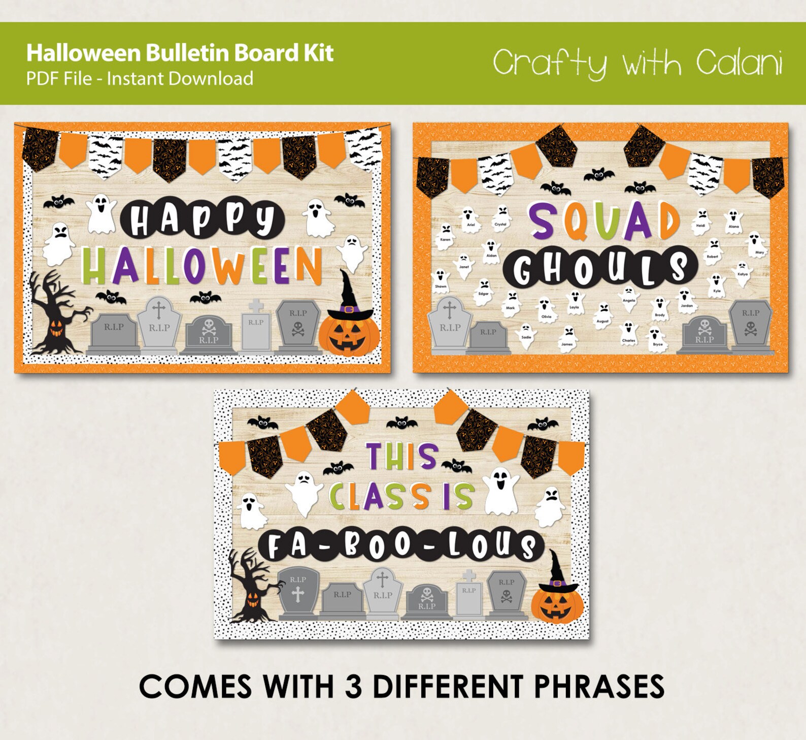 Halloween Bulletin Board Kit Halloween Classroom Door Decor Etsy