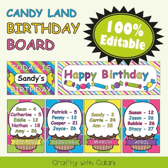 Birthday Board Classroom Decoration Candy Theme Classroom Etsy