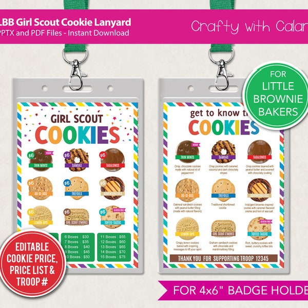 Girl Scout Cookie 2024 Lanyard, LBB Cookie Lanyard, LBB Cookie Price List, Cookie Menu Template, Cookie Lanyard Template, Girl Scout Cookie