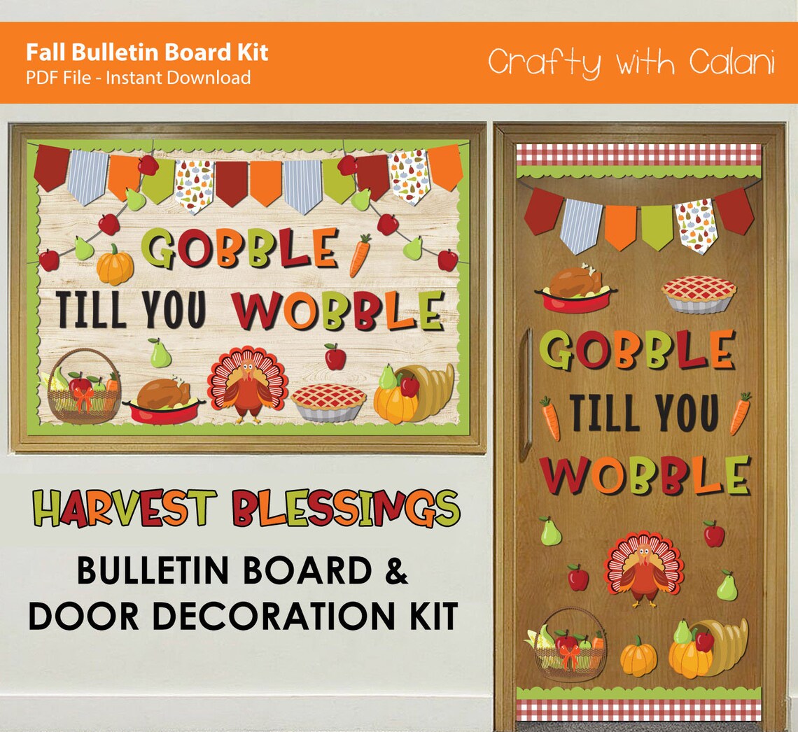 Thanksgiving Bulletin Board Kit Harvest Bulletin Board Fall Etsy