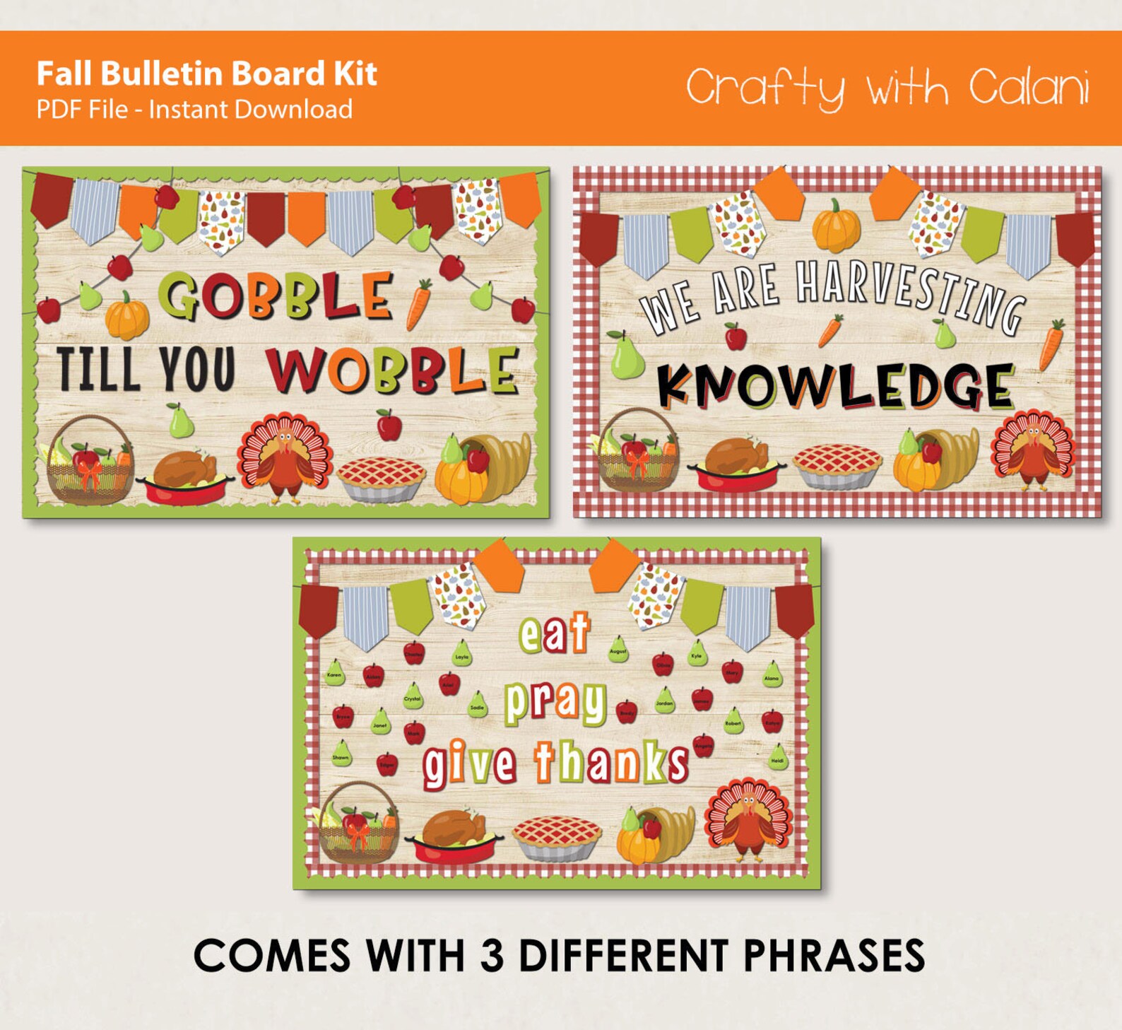 Thanksgiving Bulletin Board Kit Harvest Bulletin Board Fall Etsy