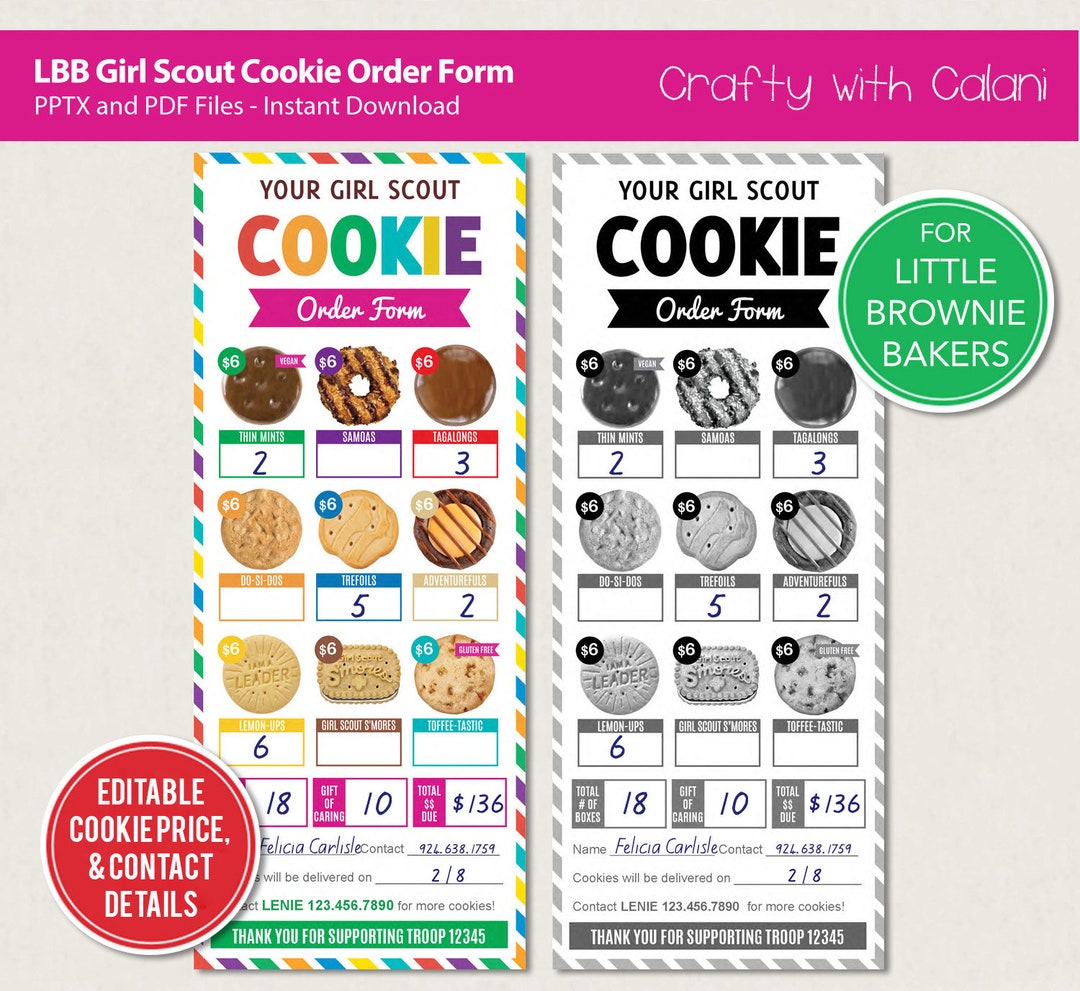 Girl Scout Cookie 2024 Order Form, LBB Cookie Order Form Printable ...