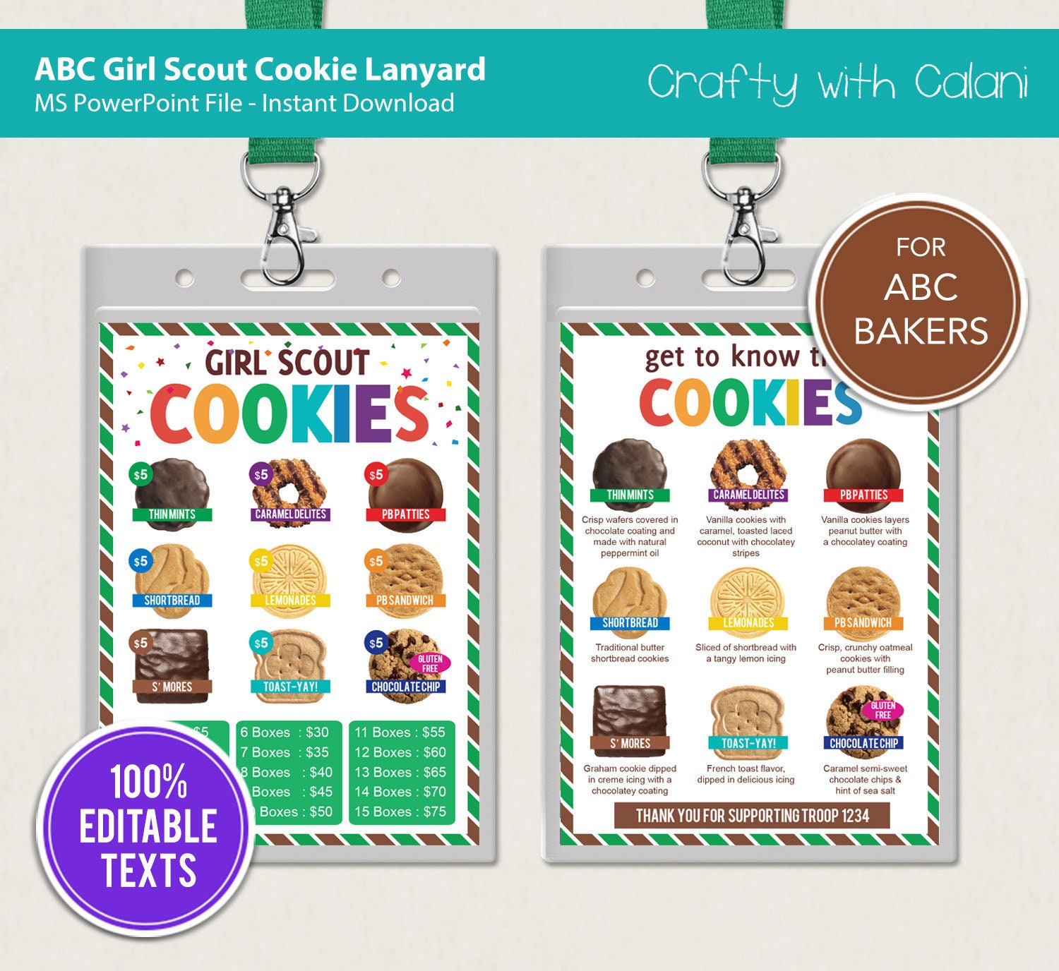 Girl Scout Cookie Lanyard ABC Cookie Lanyard ABC Cookie Etsy