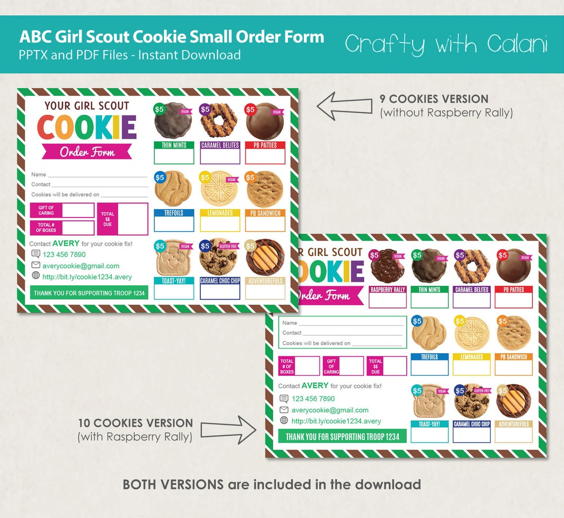 Girl Scout Cookie 2023 Order Form ABC Cookie Order Form Etsy