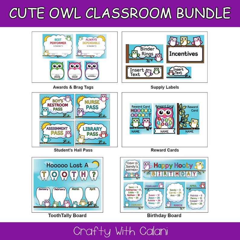 Classroom Decoration Bundle Cute Owl Classroom Owl Classroom Etsy