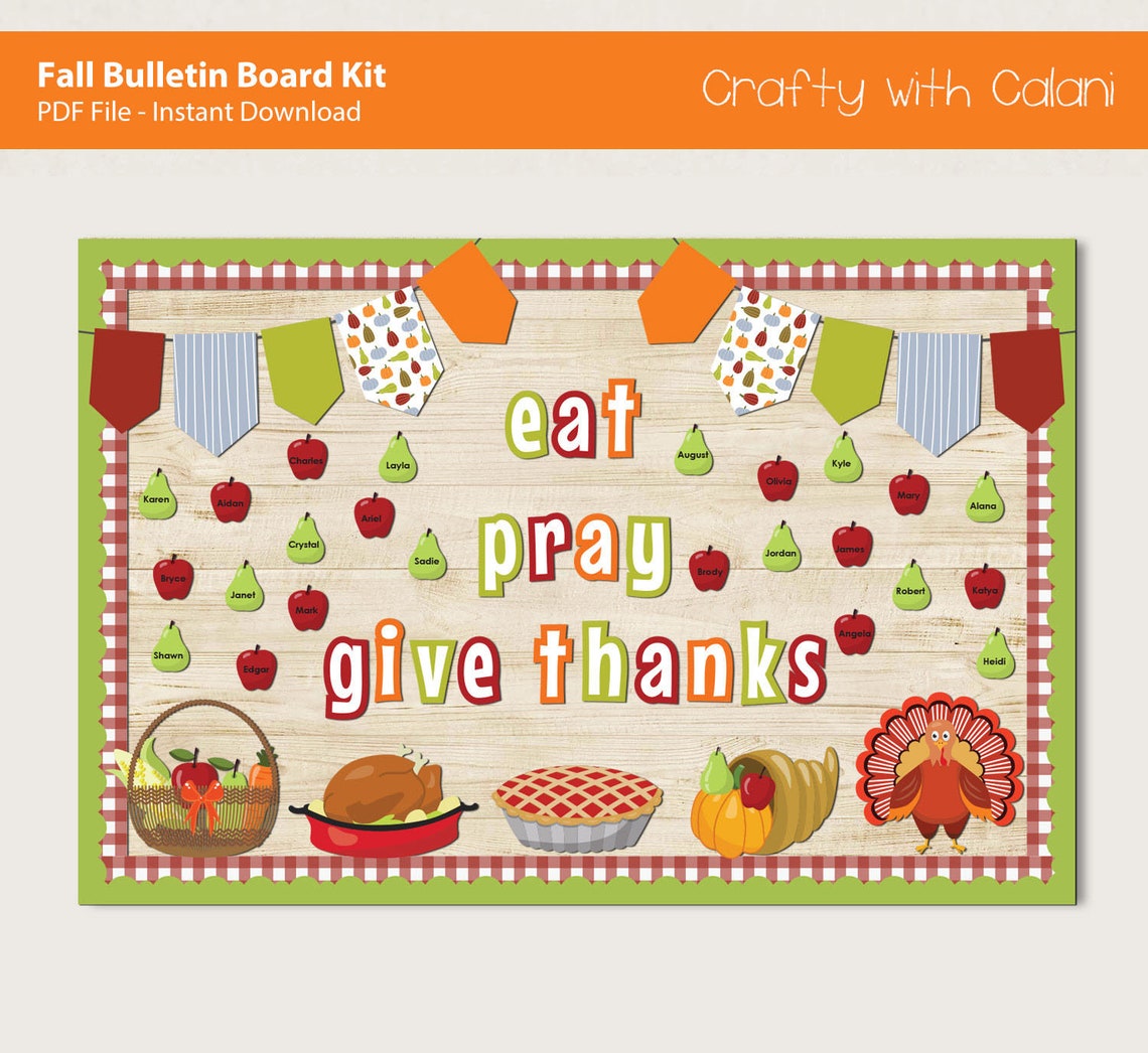 Thanksgiving Bulletin Board Kit Harvest Bulletin Board Fall Etsy