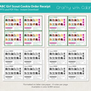 Girl Scout Cookie Receipt Template ABC 2023 Cookie Order - Etsy