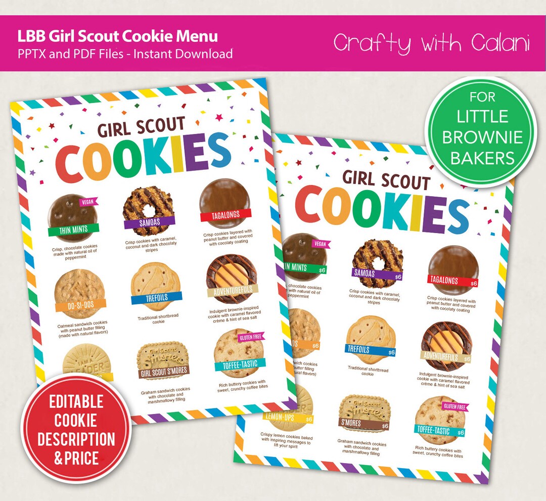 Girl Scout Cookie 2024 Menu, LBB Scout Cookie Menu, Girl Scout Cookie ...