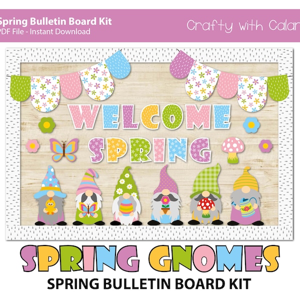 Spring Bulletin Board Kit, Spring Classroom Bulletin Board, April Themed Bulletin Board, Gnomes Bulletin Board, Spring Classroom Door Decor