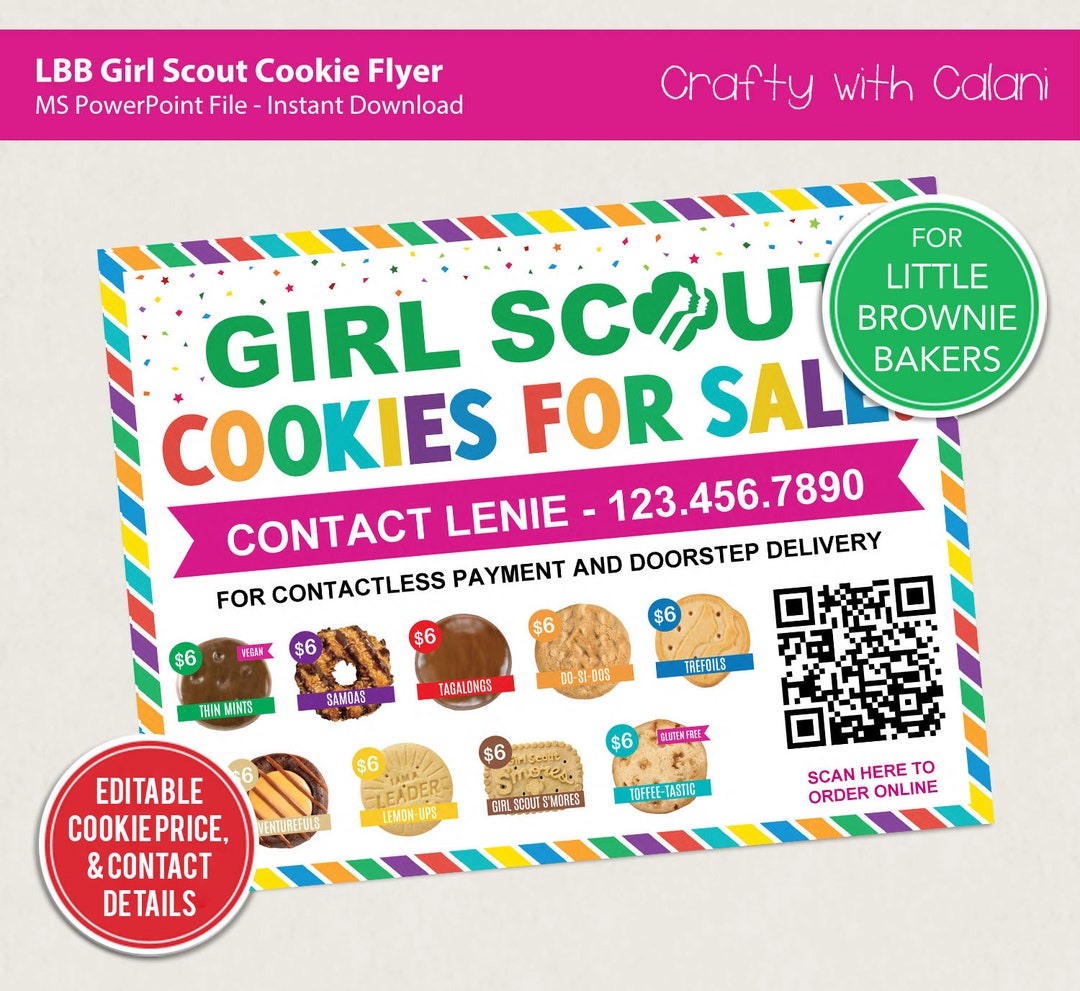 Girl Scout Cookie 2024 Flyer, LBB Cookie Printable Flyer, Cookie Flyer ...
