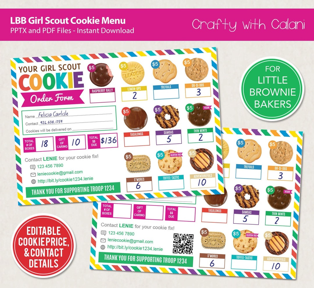 Girl Scout Cookie 2023 Order Form LBB Cookie Order Form Etsy