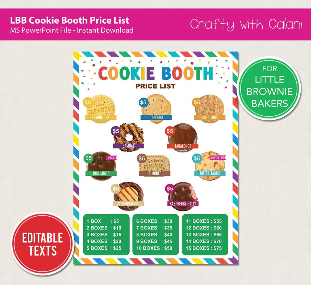 Girl Scout Cookie Booth Printable 2023 LBB Cookie Booth Price Etsy