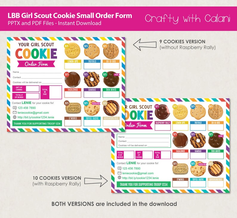 Girl Scout Cookie 2023 Order Form LBB Cookie Order Form - Etsy