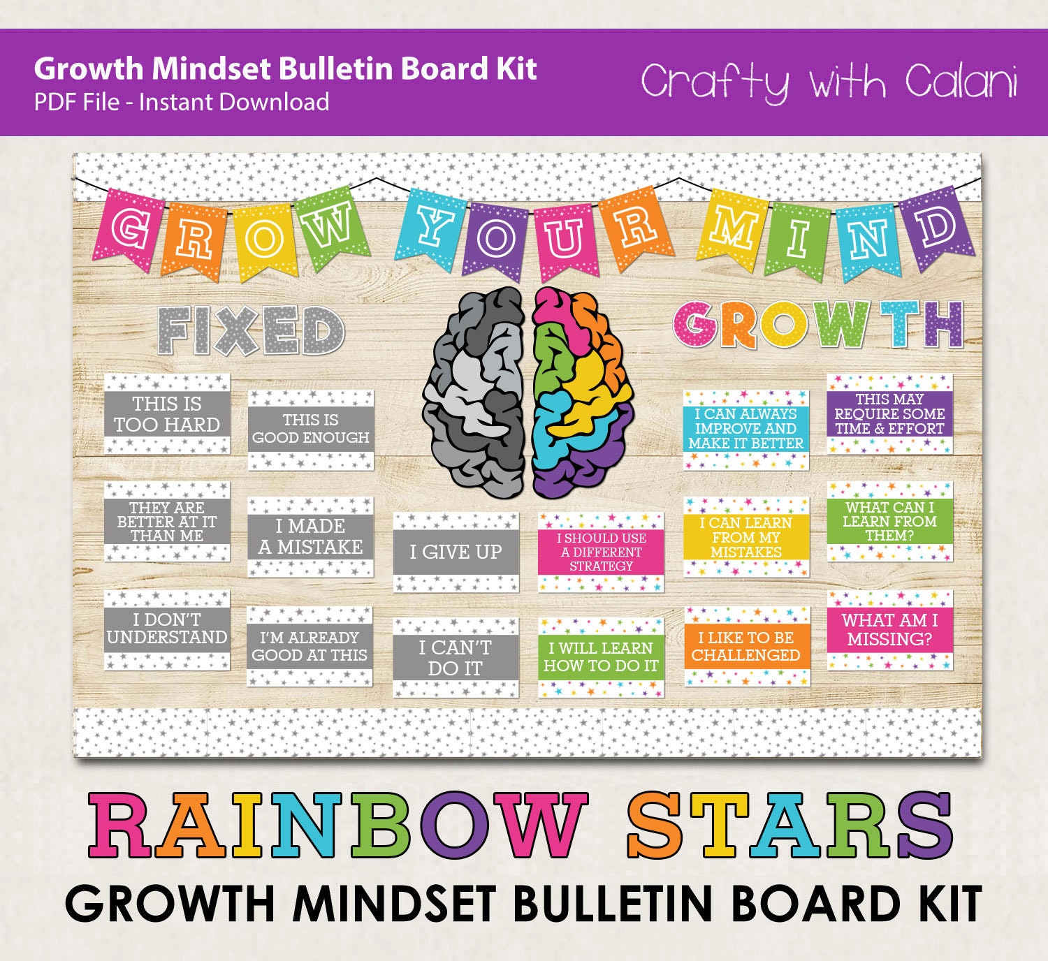 Qilery 36 Set Growth Mindset DIY Craft Kits Bulletin Board