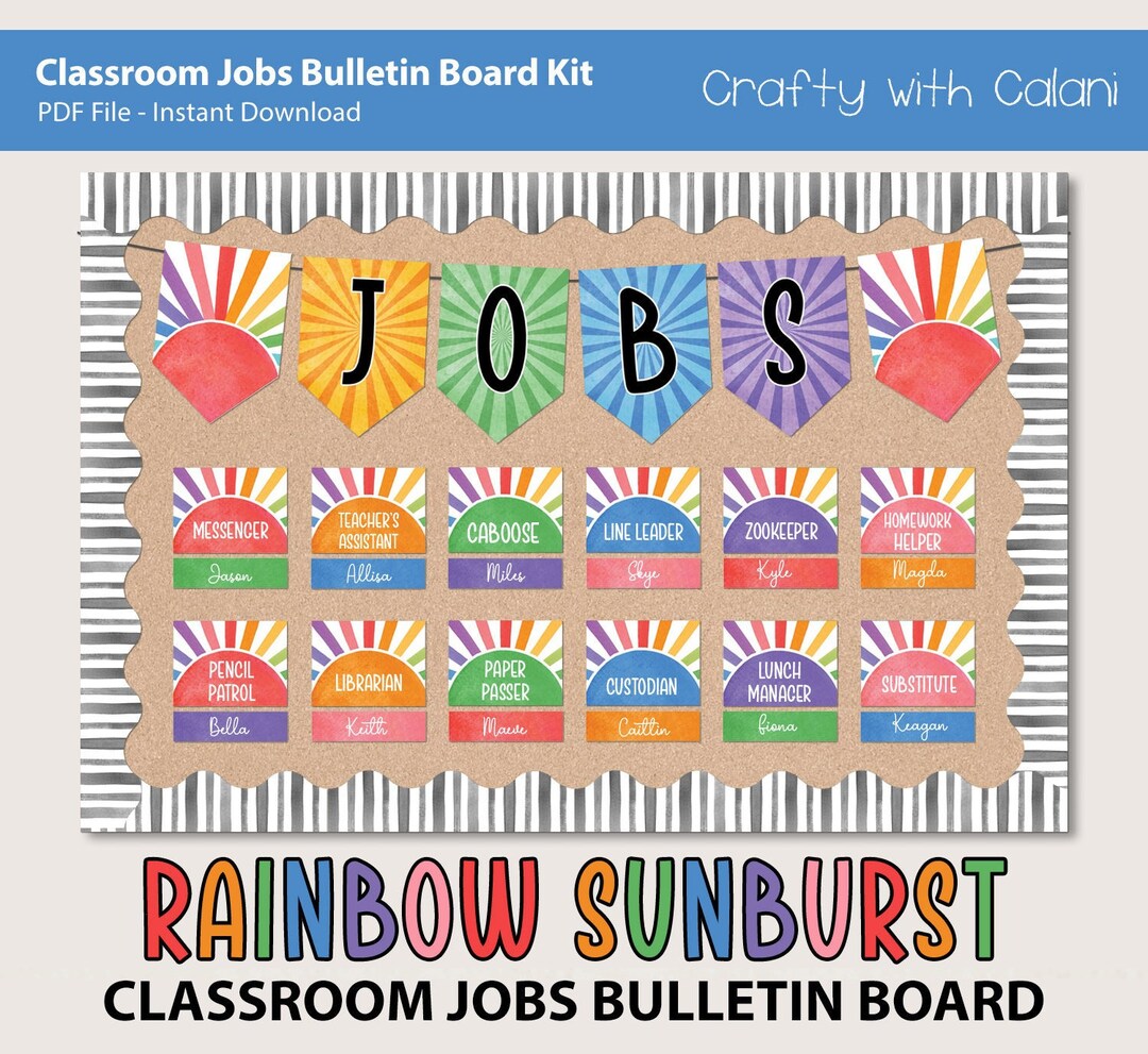 Rainbow Classroom Jobs Display, Classroom Job Chart, Rainbow Job Cards
